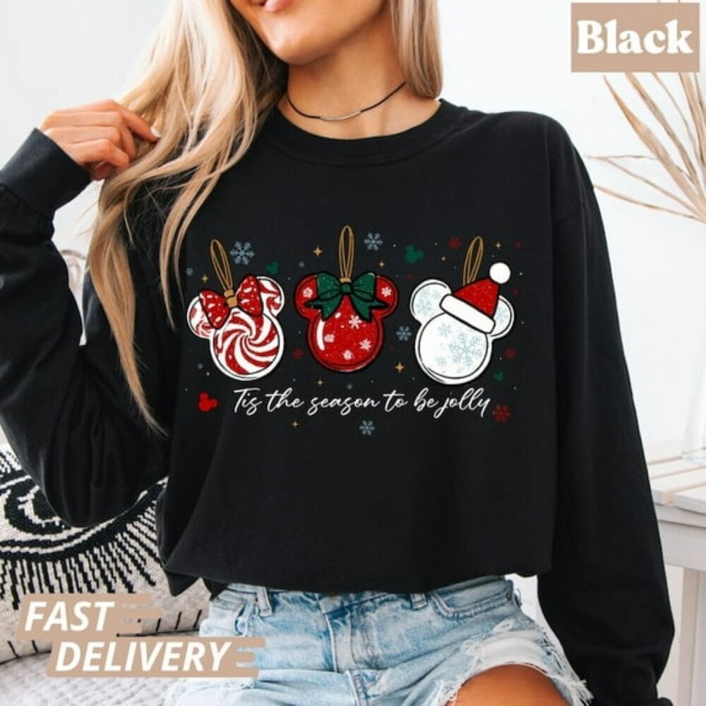 Tis The Season To Be Jolly Sweatshirt, Disney Christmas Holiday Cute Winter 05